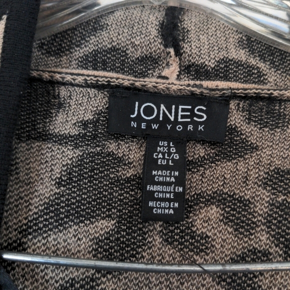 Jones New York Sweater Blazer Women's Large Animal Print Cotton Wool Long Sleeve - Picture 9 of 10